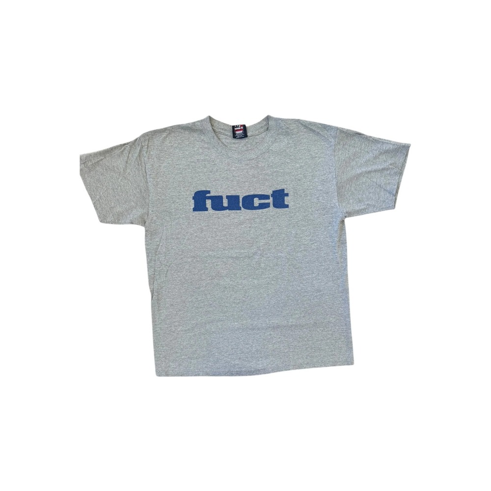 FUCT T-Shirt Mens XL Gray Good 90s Classic Blue Logo Vintage Streetwear Tee